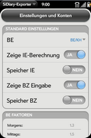 SiDiary-Exporter Einstellungen