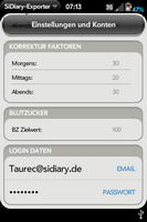 SiDiary-Exporter Login-Daten